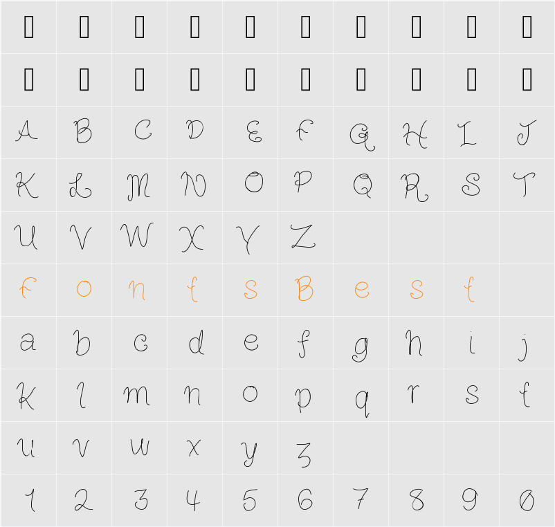 LouisesHand Character Map