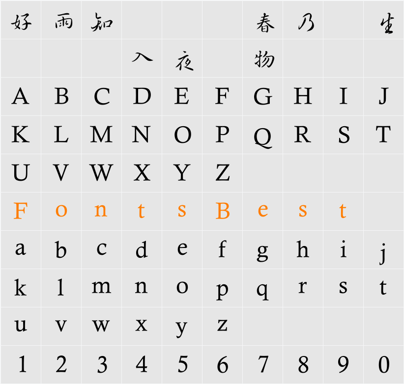 JetLink ThinHandWritten Character Map