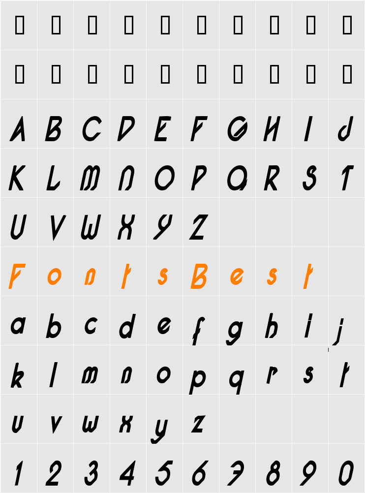 Pacotillenarrowbold Character Map