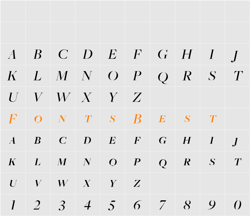 FreightBigMediumItalicSC Character Map