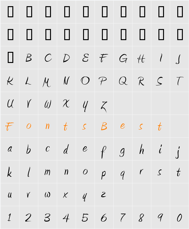 Terzini Character Map