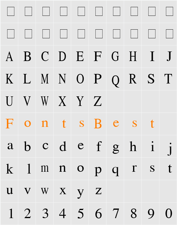 Pravda Fixed Pitch Character Map
