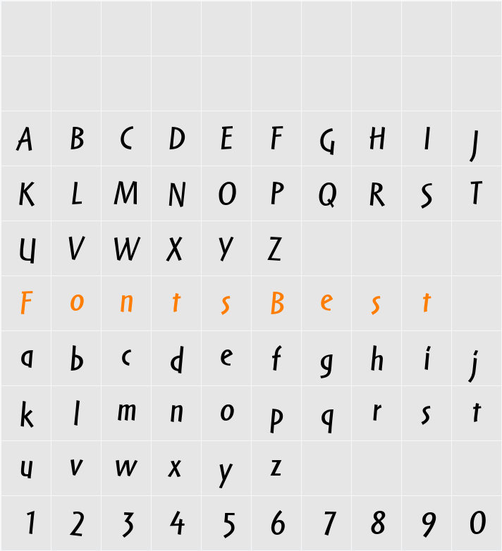 Markin LT Regular Character Map
