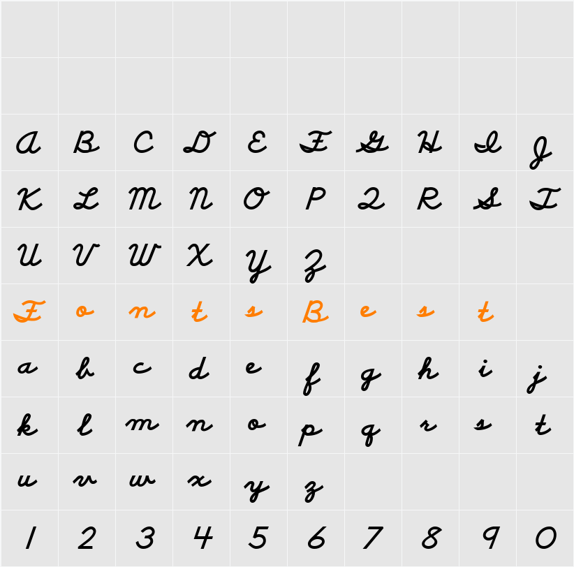 SchoolScript Character Map