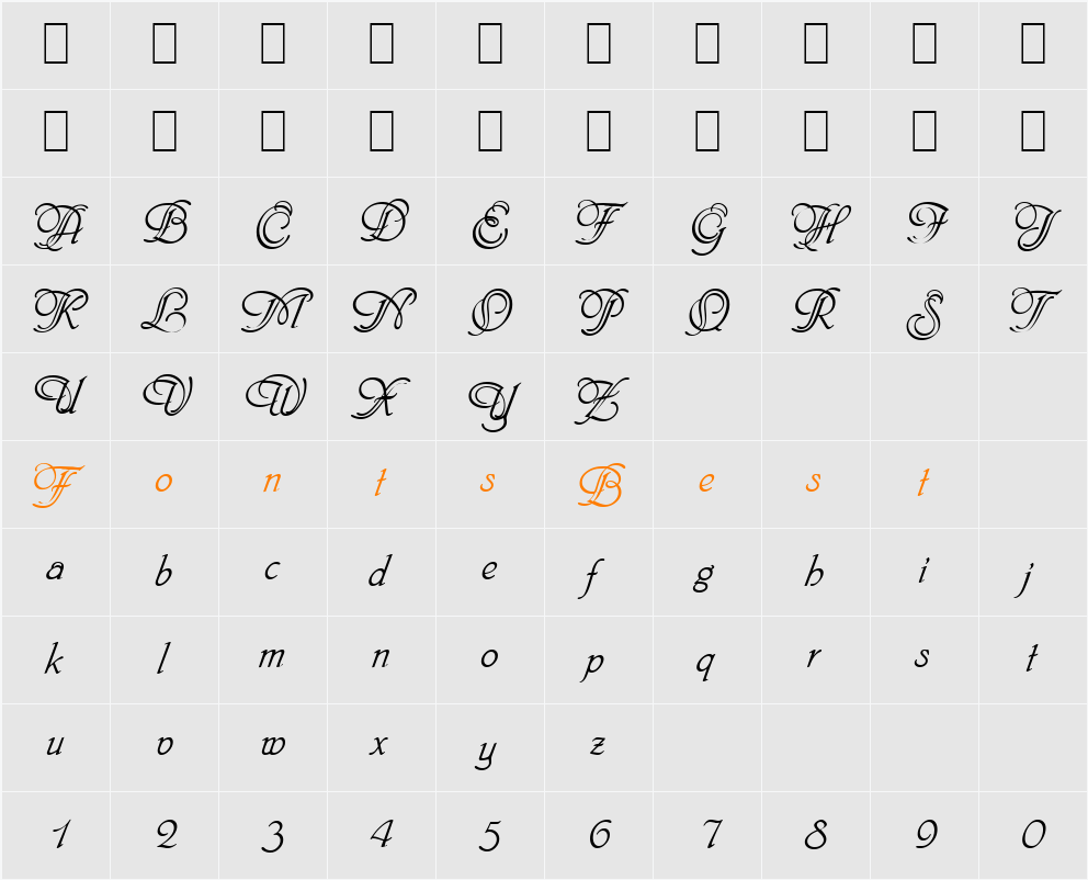 Script-P720-Swashes Character Map