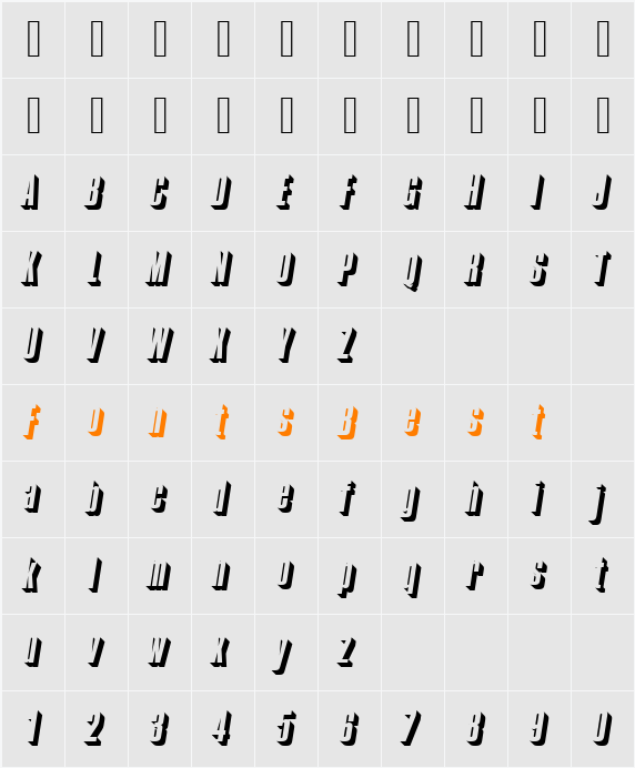 CompactaOnlShaDReg Character Map