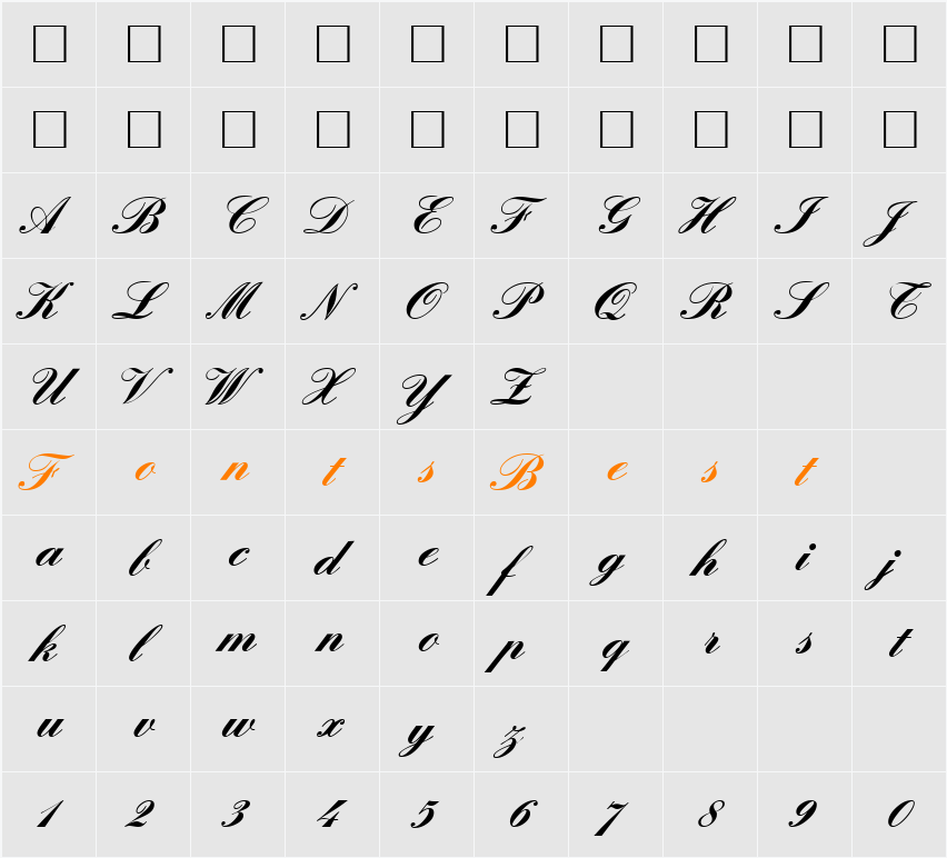 ElegantHandTwoHeavy Character Map