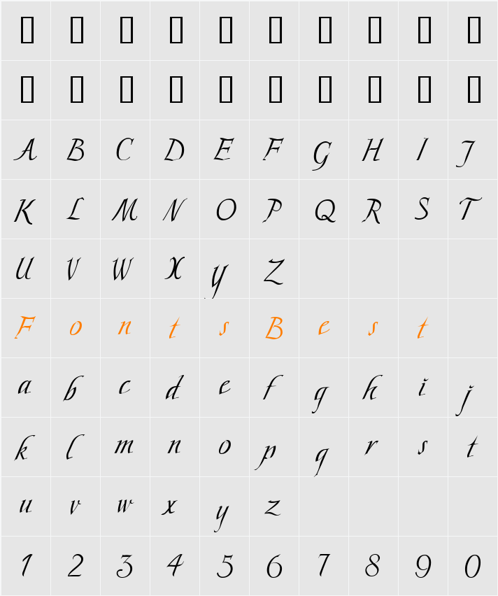 Scriptissimo Character Map