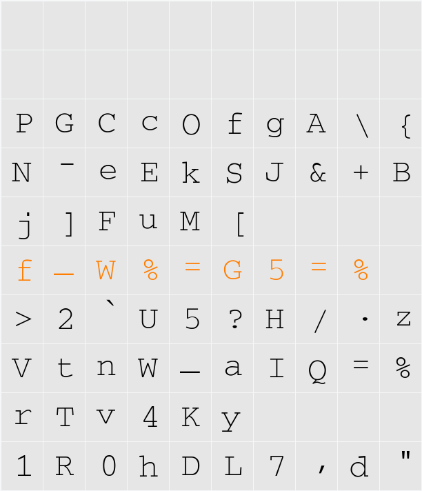 SecretCode Character Map
