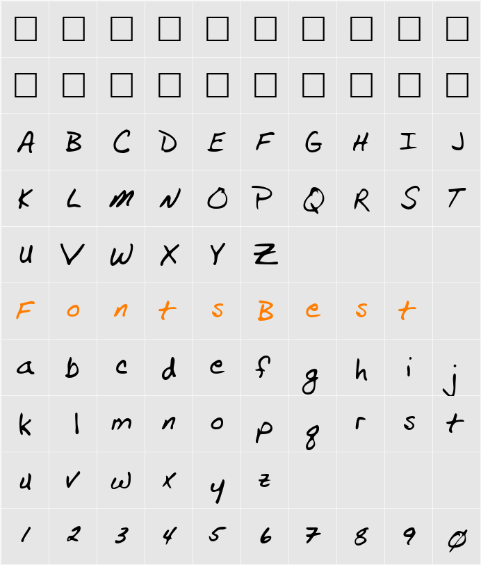 FranklinsHand Character Map