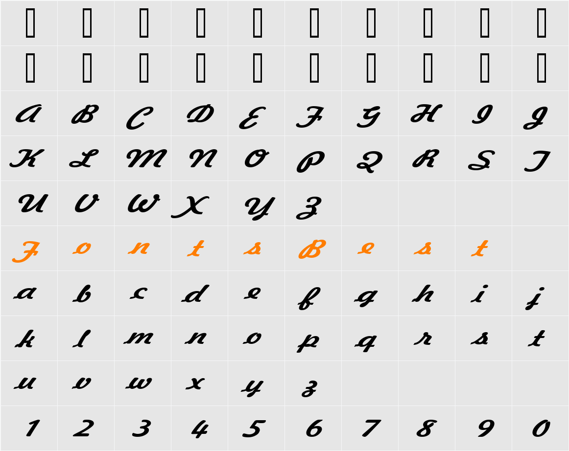 Jott 43 Extended Character Map
