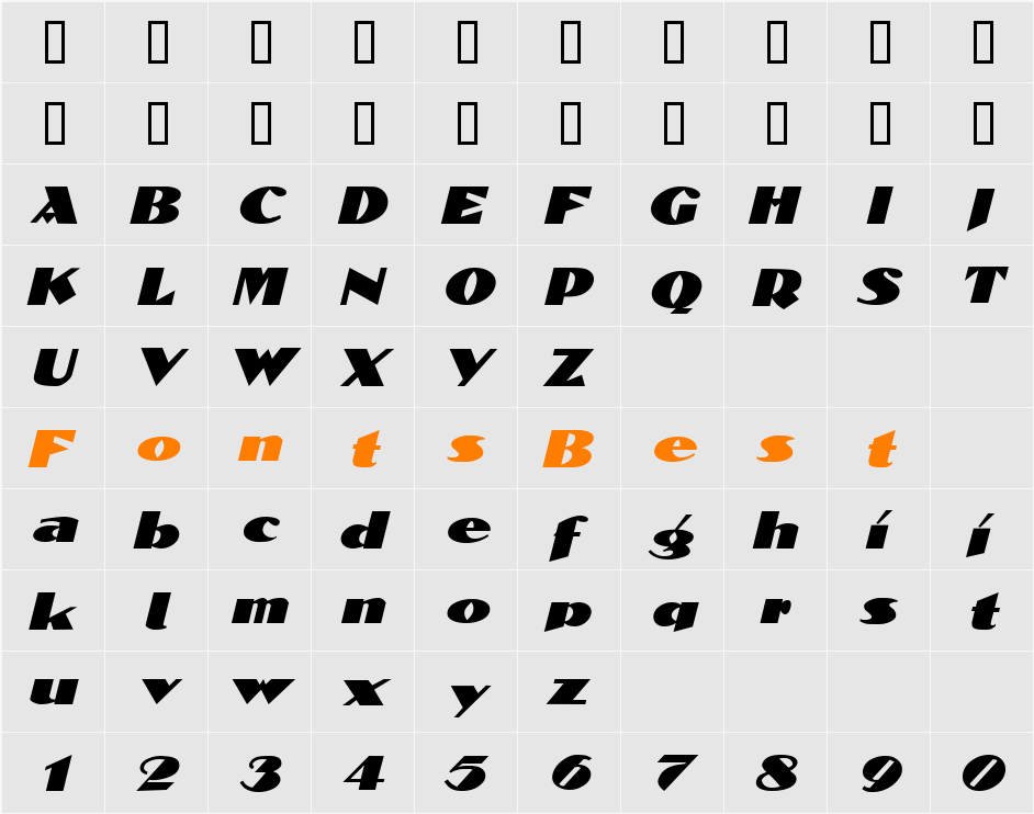 Block-Calligraphy-Extended Character Map