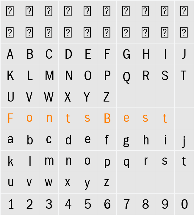 ITCFranklinGothic LT Com BkCn Character Map