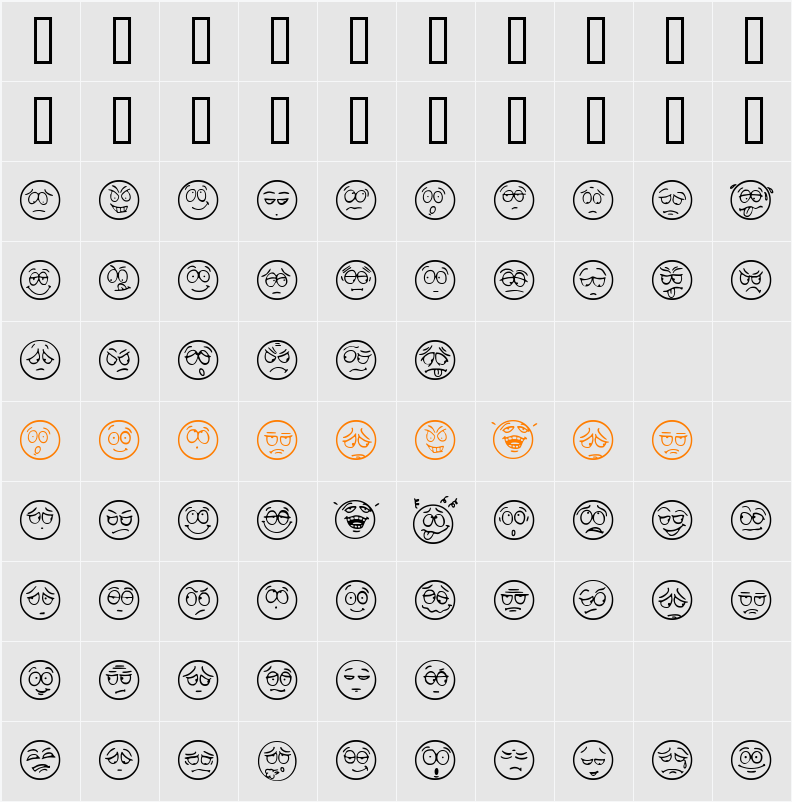 Humeur Character Map