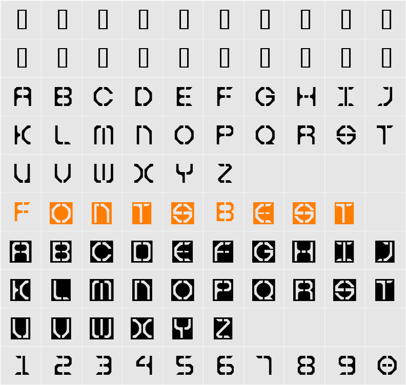 TXFreeFix Character Map