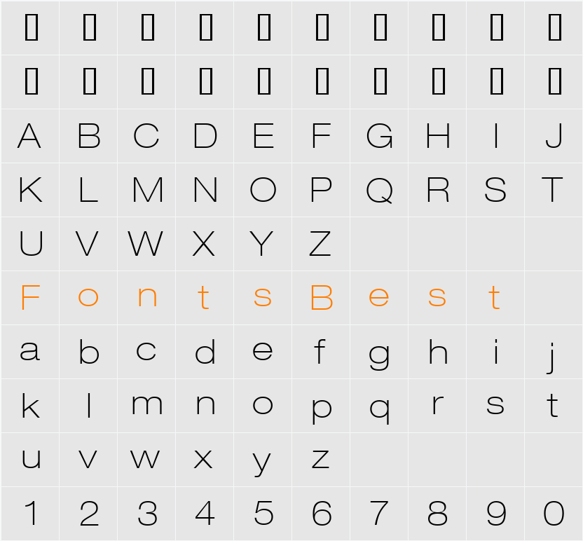 HelveticaNeue LT 33 ThinEx Character Map