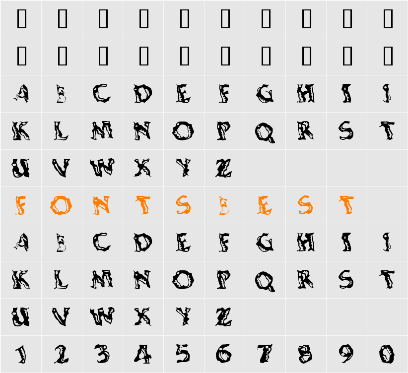 Shaking Salsa Character Map