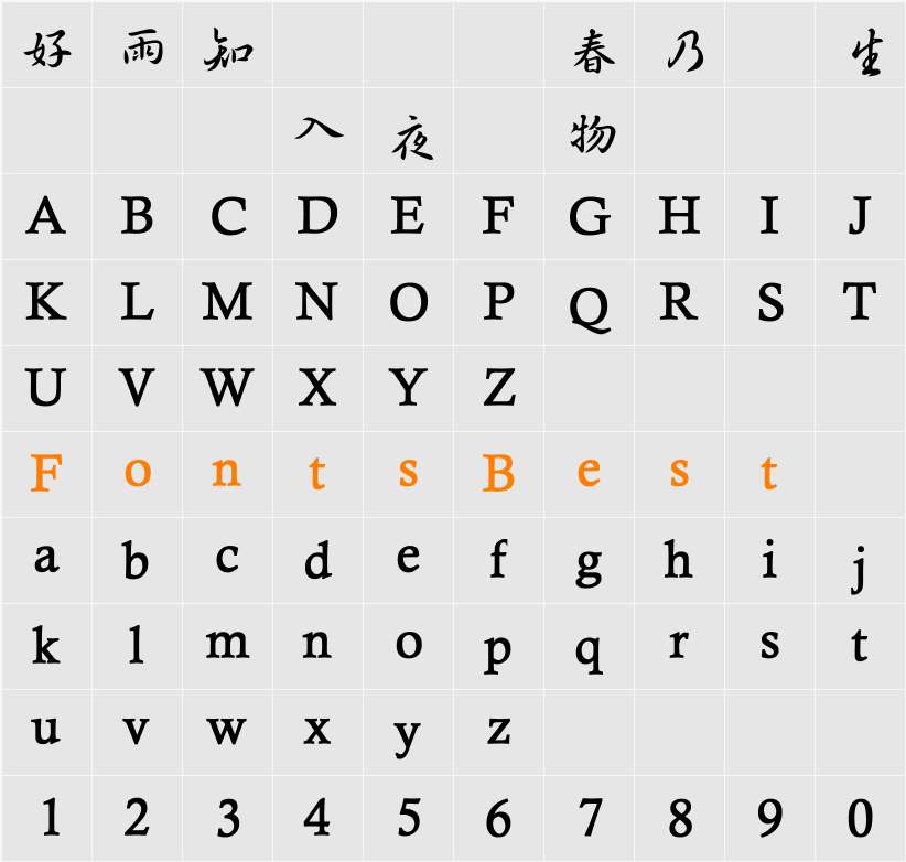 JetLink BoldHandWritten Character Map