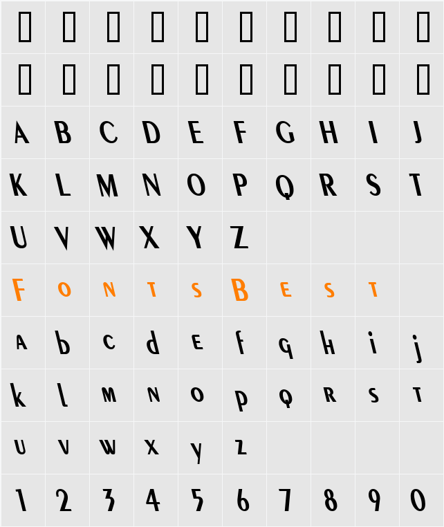 Pare Condensed Reverse Character Map