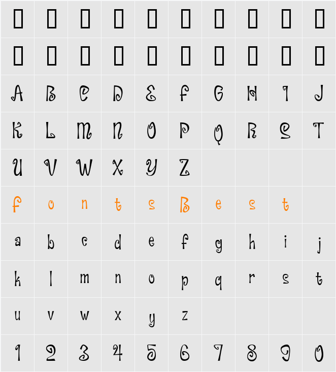 Spell Bound BV Character Map