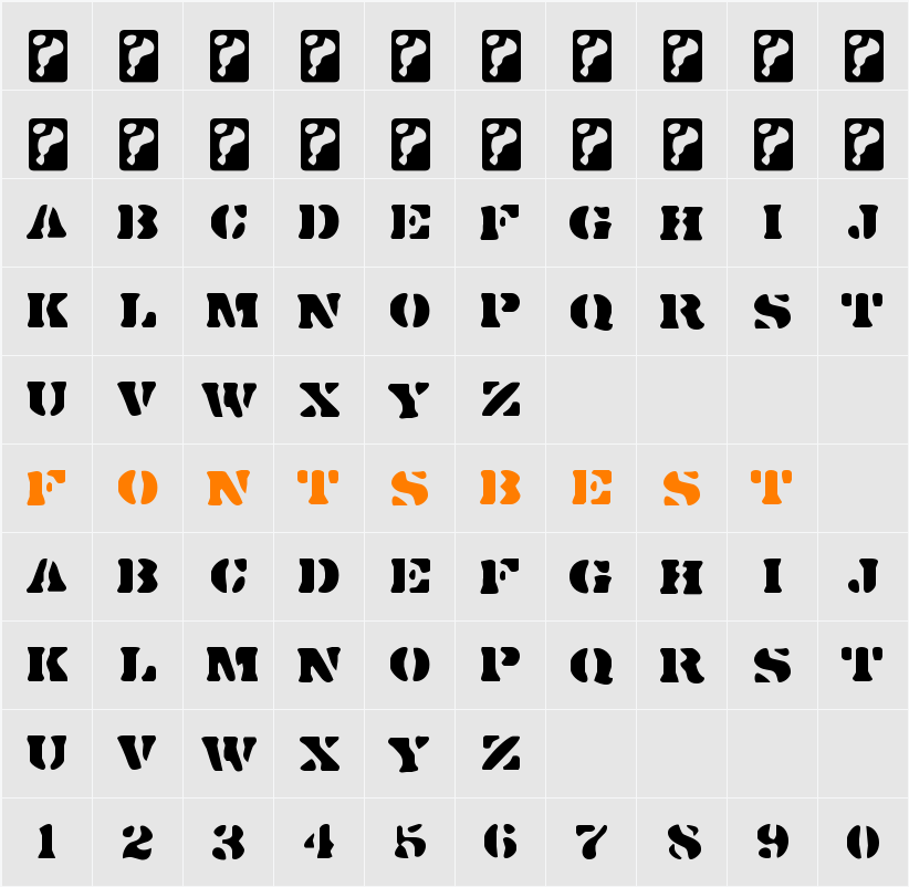 DirtyBakersDozen Character Map