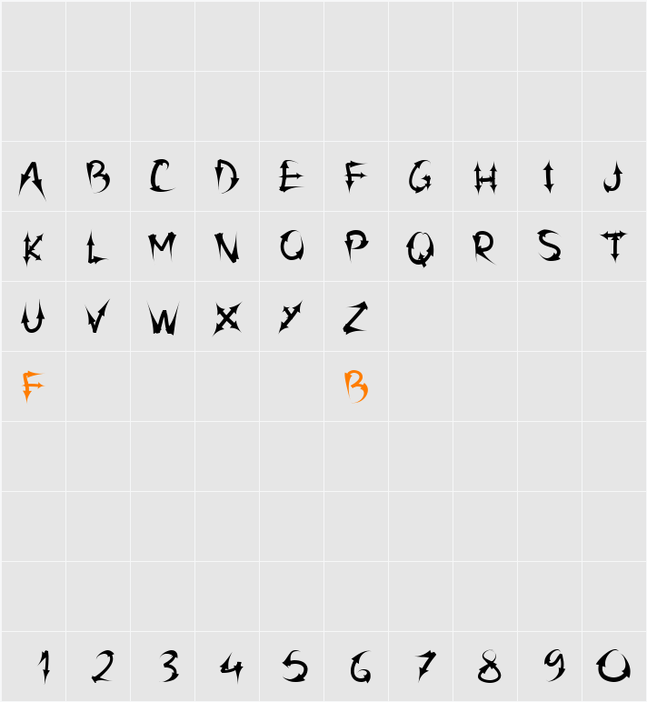 PW Arrow font Character Map