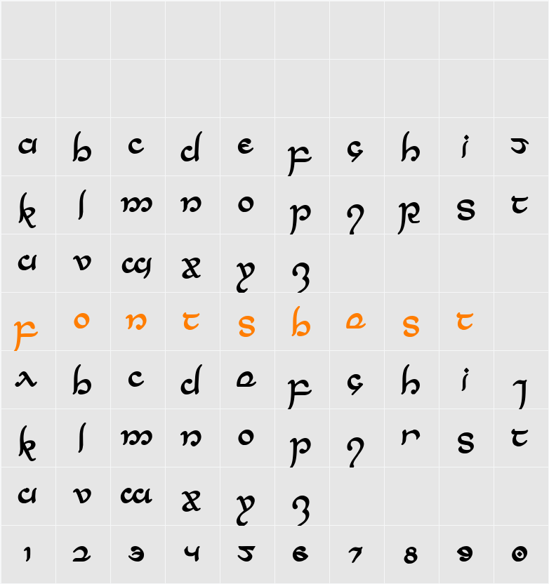 Half-Elven Bold Character Map