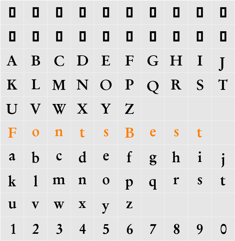 Garamond Character Map