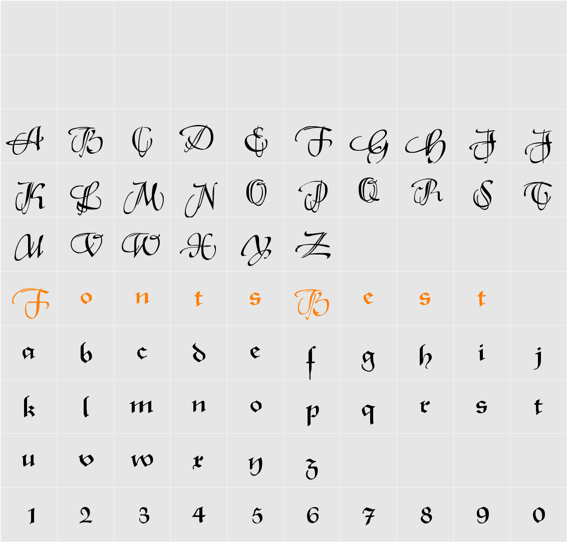 XmasTerpieceSwashes Character Map