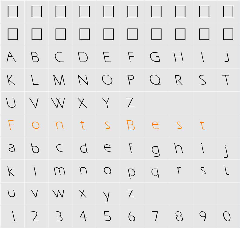 ErgoeLightBS Character Map