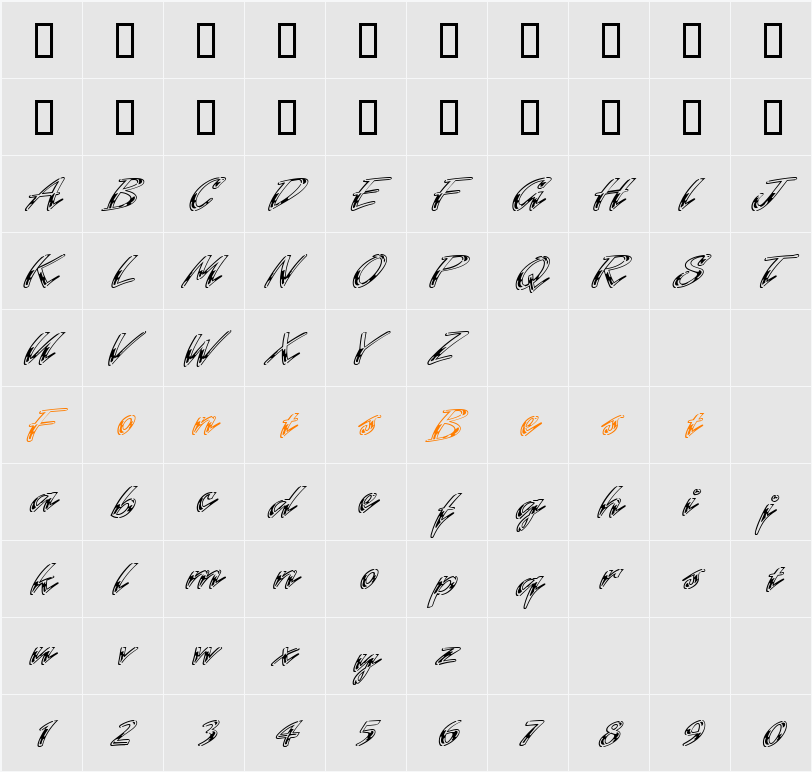 Laser ICG Character Map