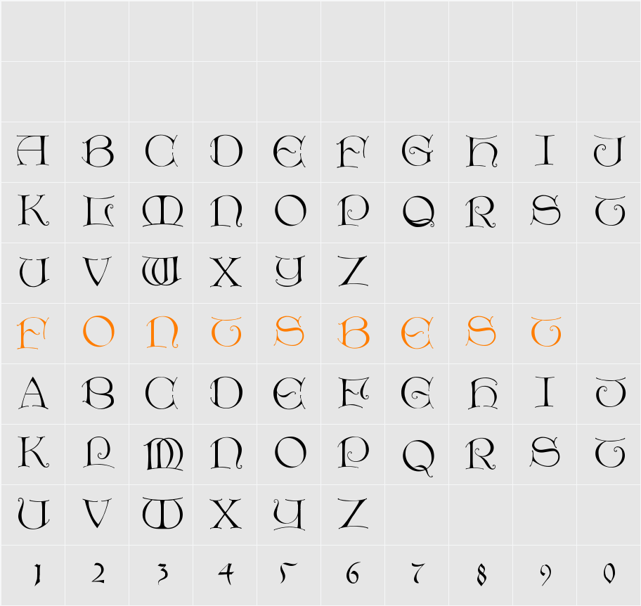 LightUnciale Character Map