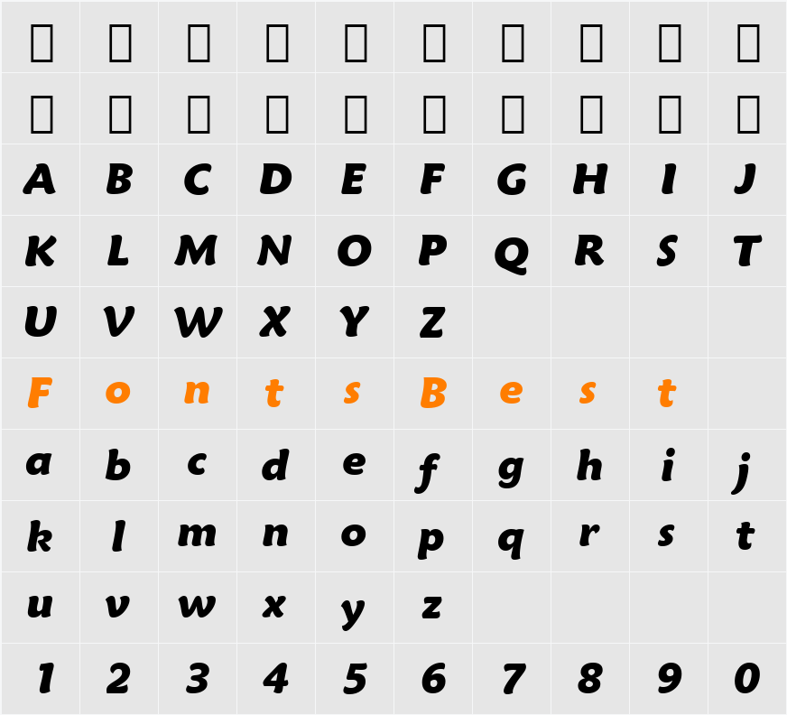 Maiandra Black Italic GD Character Map