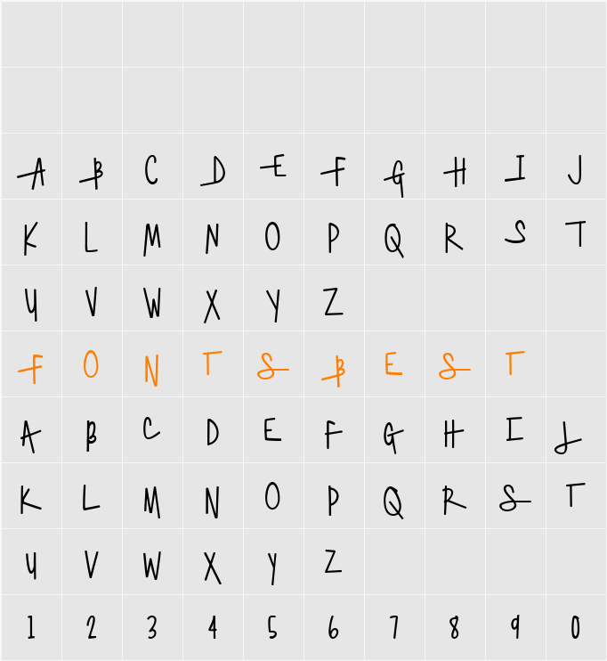 Generally Speaking Alternate Endcaps Character Map