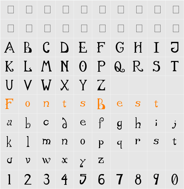 Gloria Number One Character Map