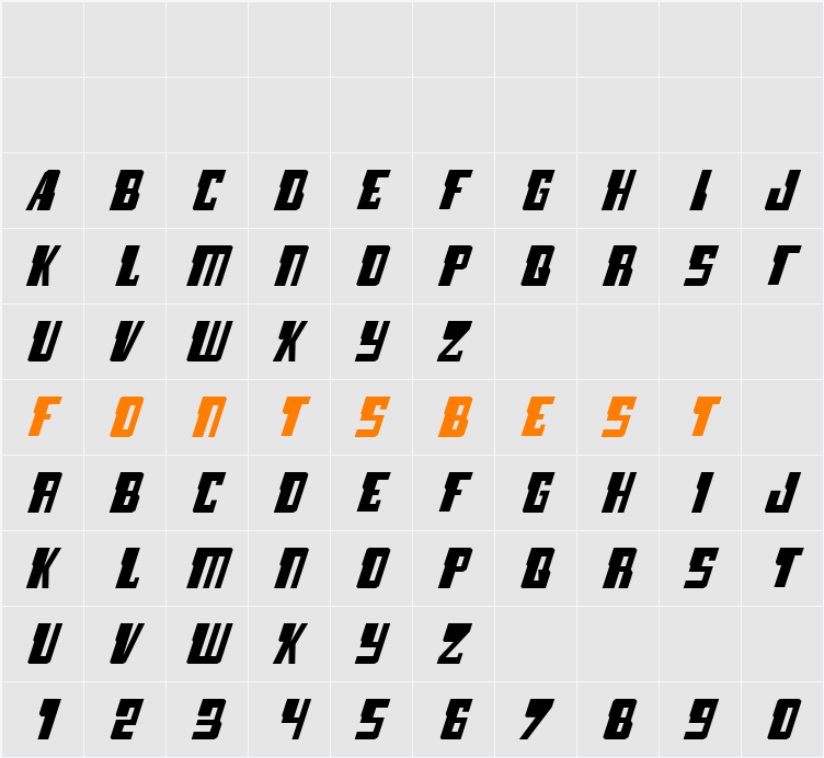 Lamprey Expanded Italic Character Map