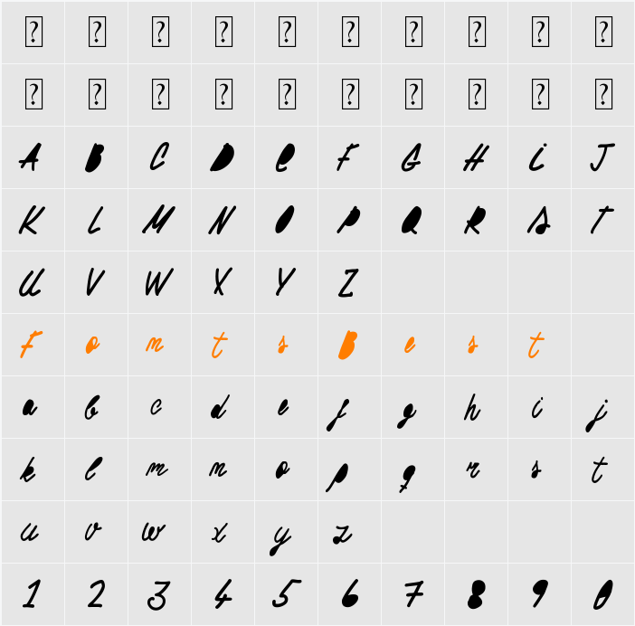 Woodcutter Buena letra Character Map