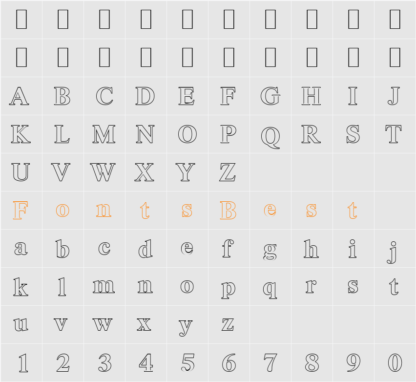 SimonBeckerOutline Character Map