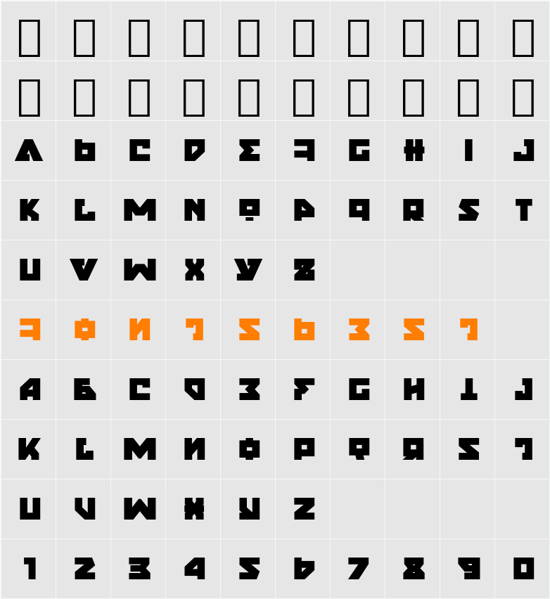 Nyet Extra Bold Character Map