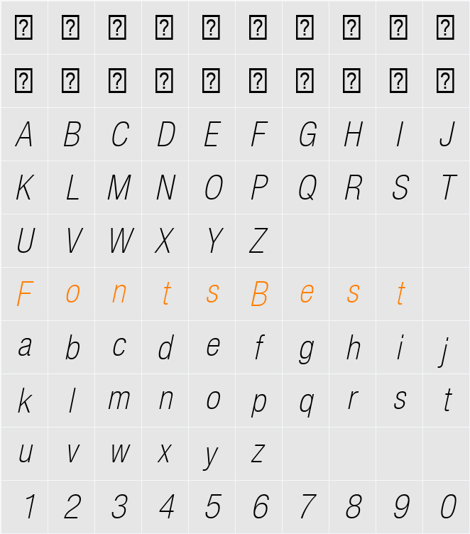 HelveticaNeueLT Com 37 ThCn Character Map