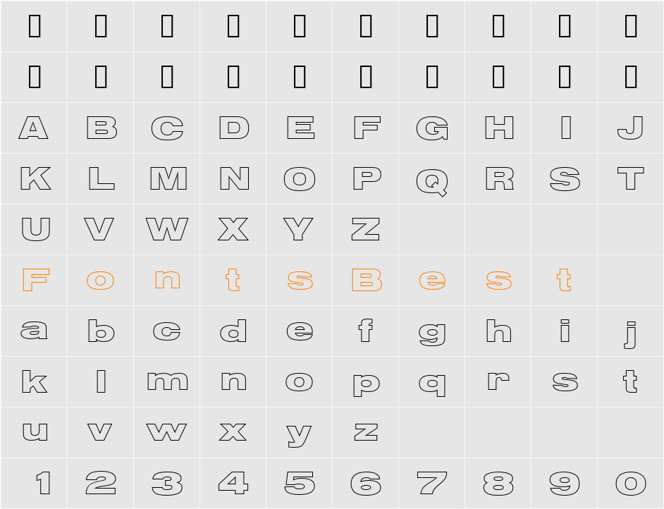 Nimbus Sans Becker OutDBlaExt Character Map