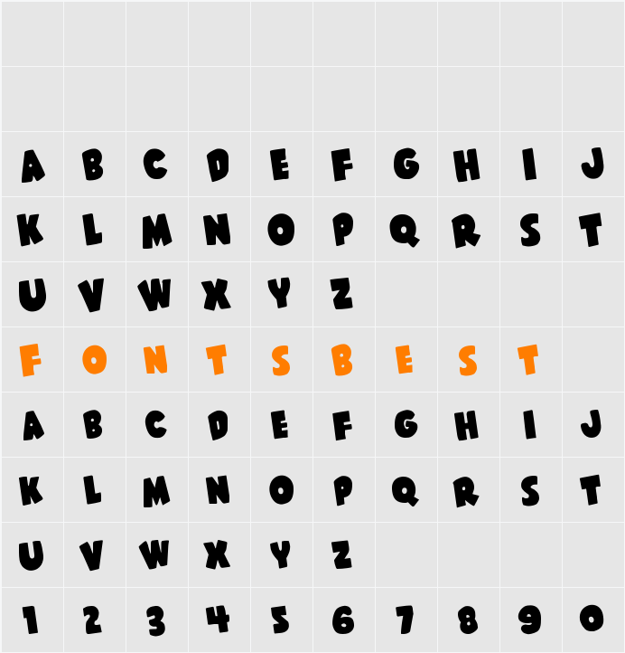 Shablagoo Rotated Character Map