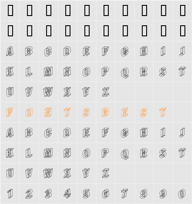 Wireframe Character Map