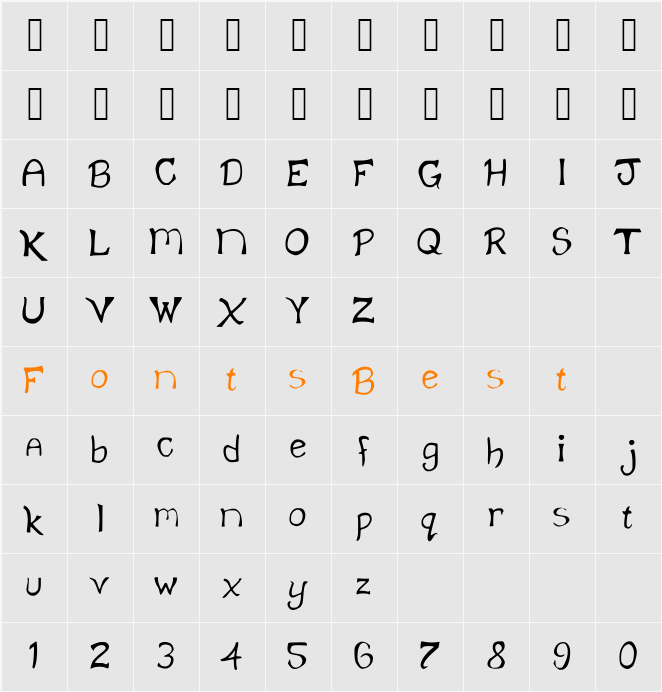 KlaineFont Character Map