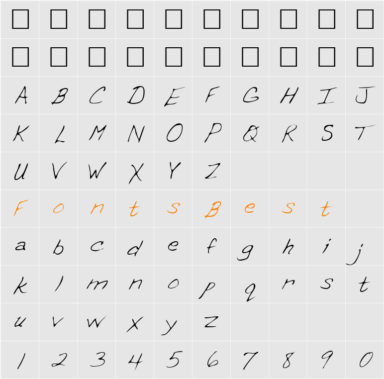 ErinsHand Character Map
