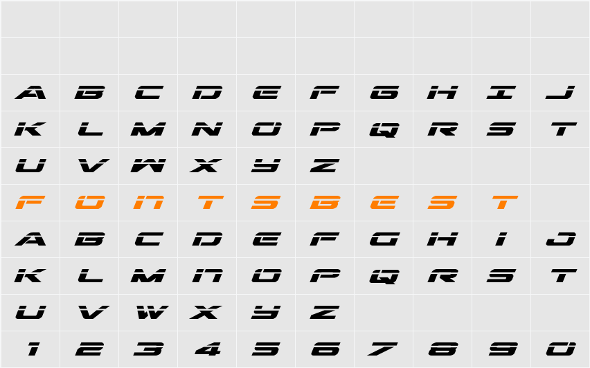 Outrider Laser Bold Italic Character Map
