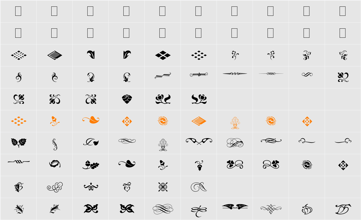 Type Embellishments One Character Map