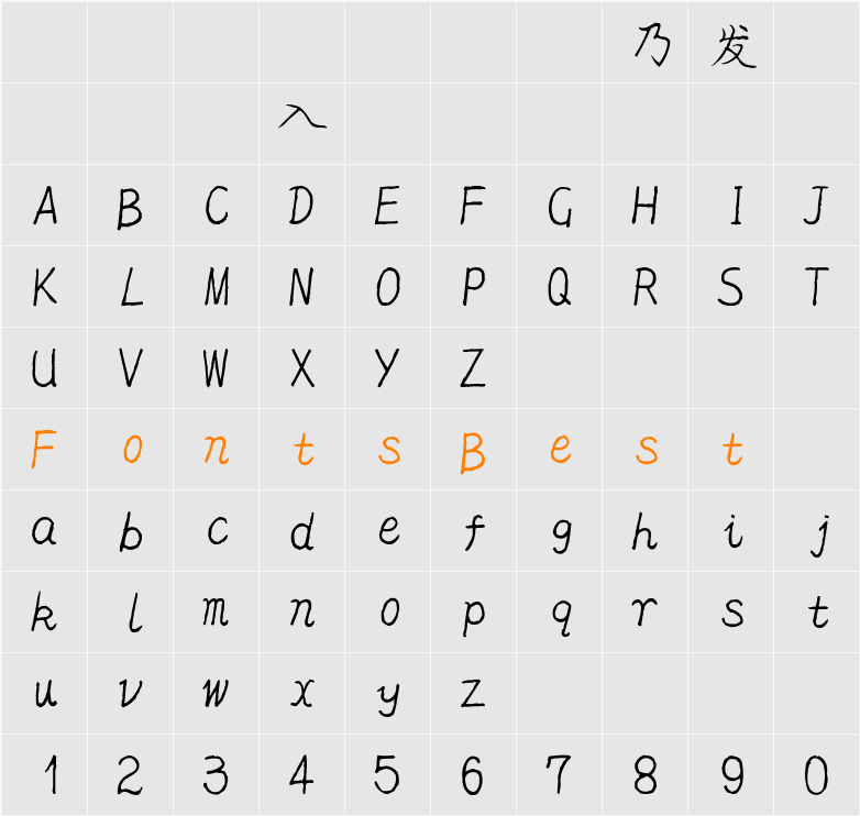 pangzhonghua4 Character Map