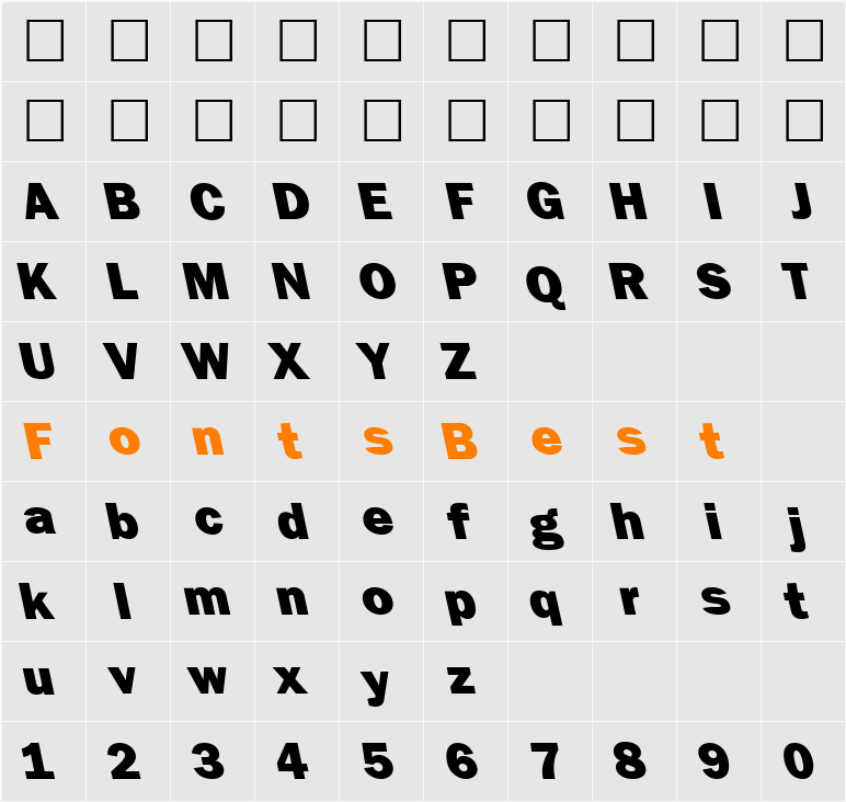 FrankfurtBackslantHeavy Character Map