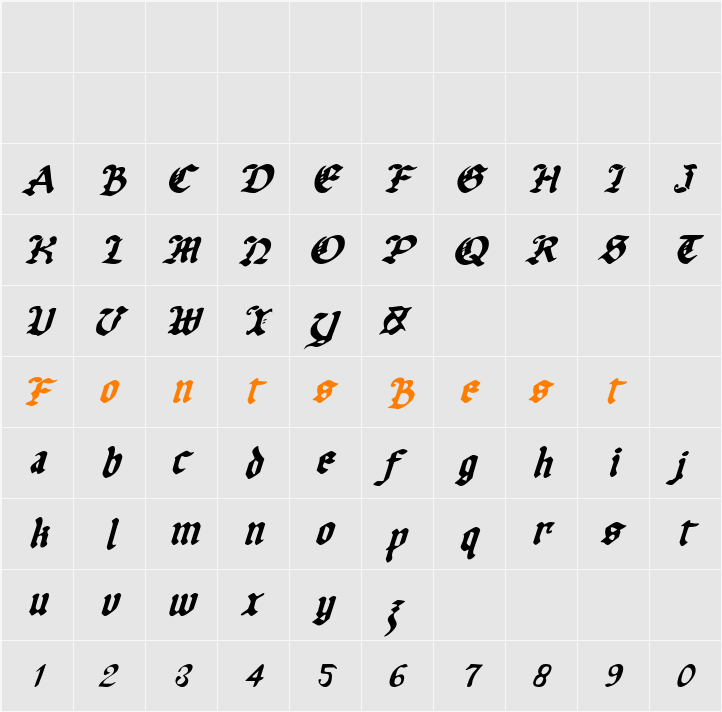 Uberhölme Italic Character Map